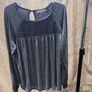 LOFT Charcoal Long Sleeve Blouse